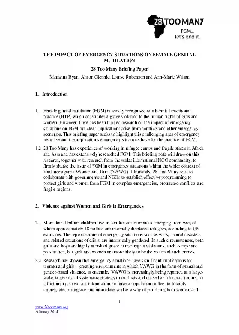 The Impact of Emergency Situations on FGM (2014, English)